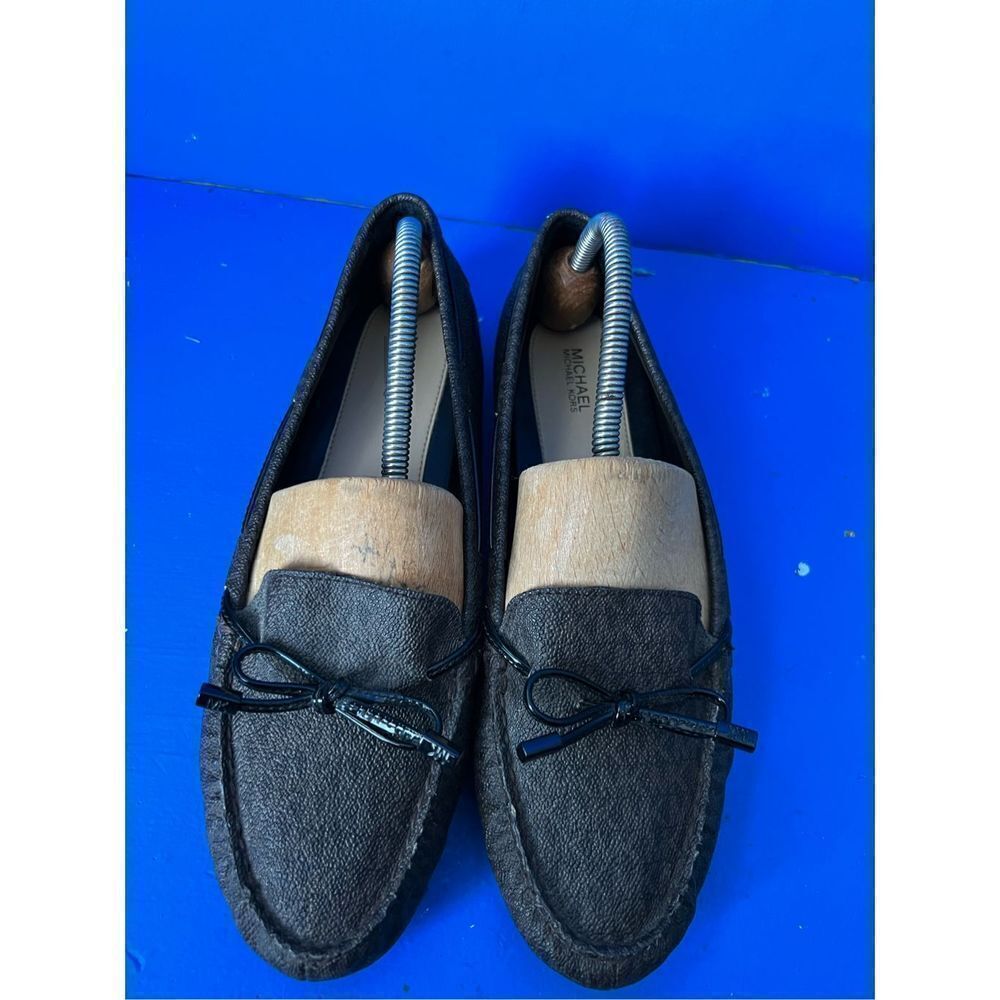 Michael Kors Womens Brown Gold Tan Moccasins Shoes Size 10 M Signature Logo ME19